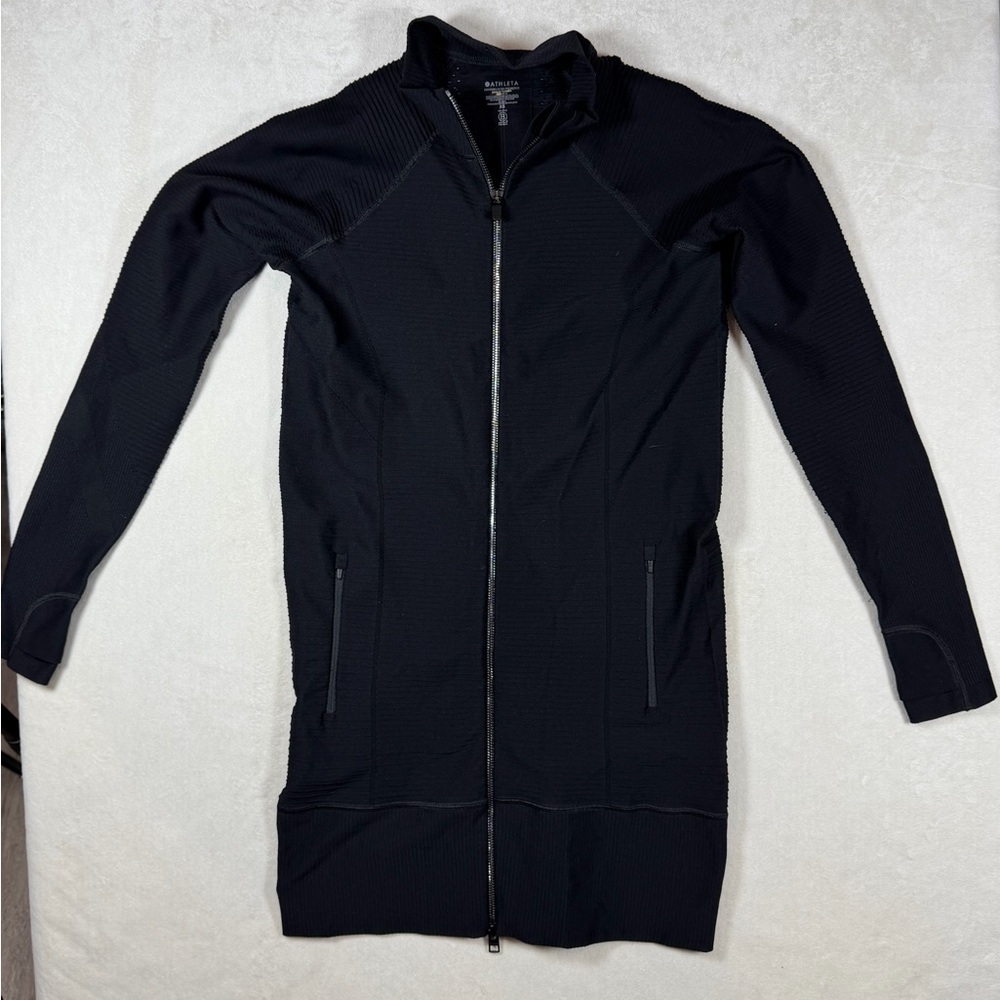 Athleta Size XS Rye Black Ribbed Performance Full-Zip Jacket - Picture 2 of 10